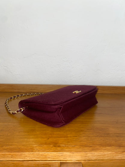 CHANEL BURGUNDY QUILTED WOC 24K GOLD PLATED