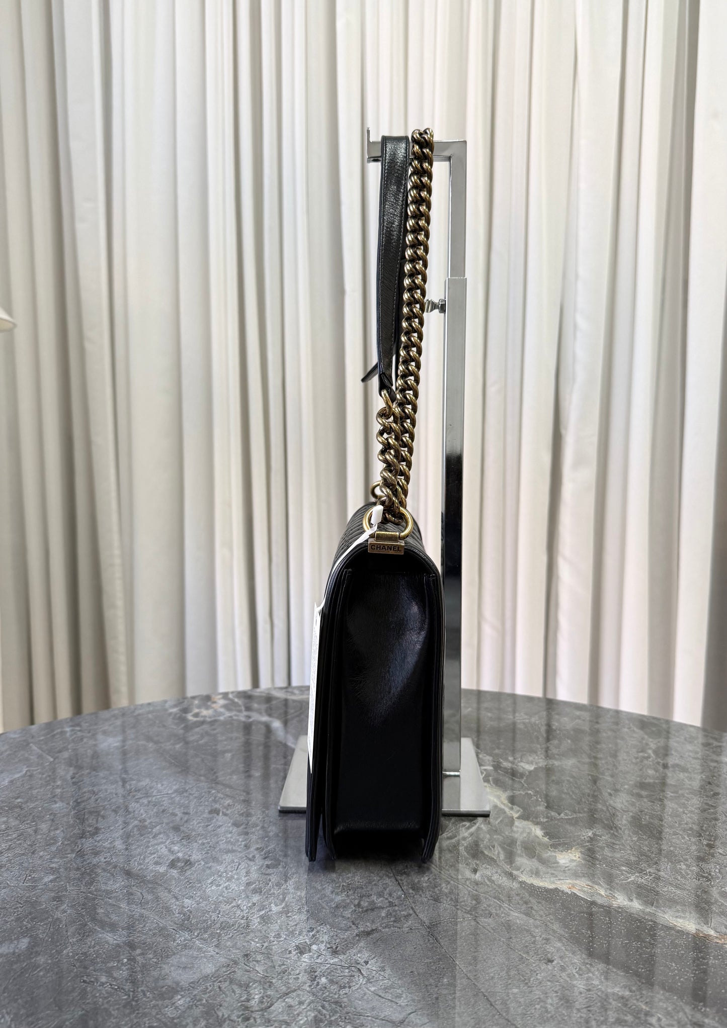 CHANEL LARGE BOY BAG BLACK GOLD HW