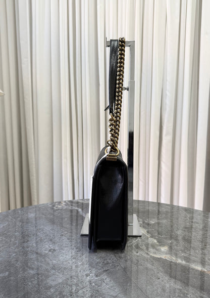CHANEL LARGE BOY BAG BLACK GOLD HW
