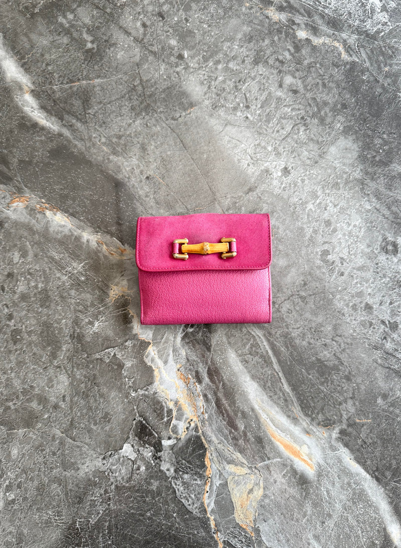 GUCCI BAMBOO LEATHER WALLET PINK