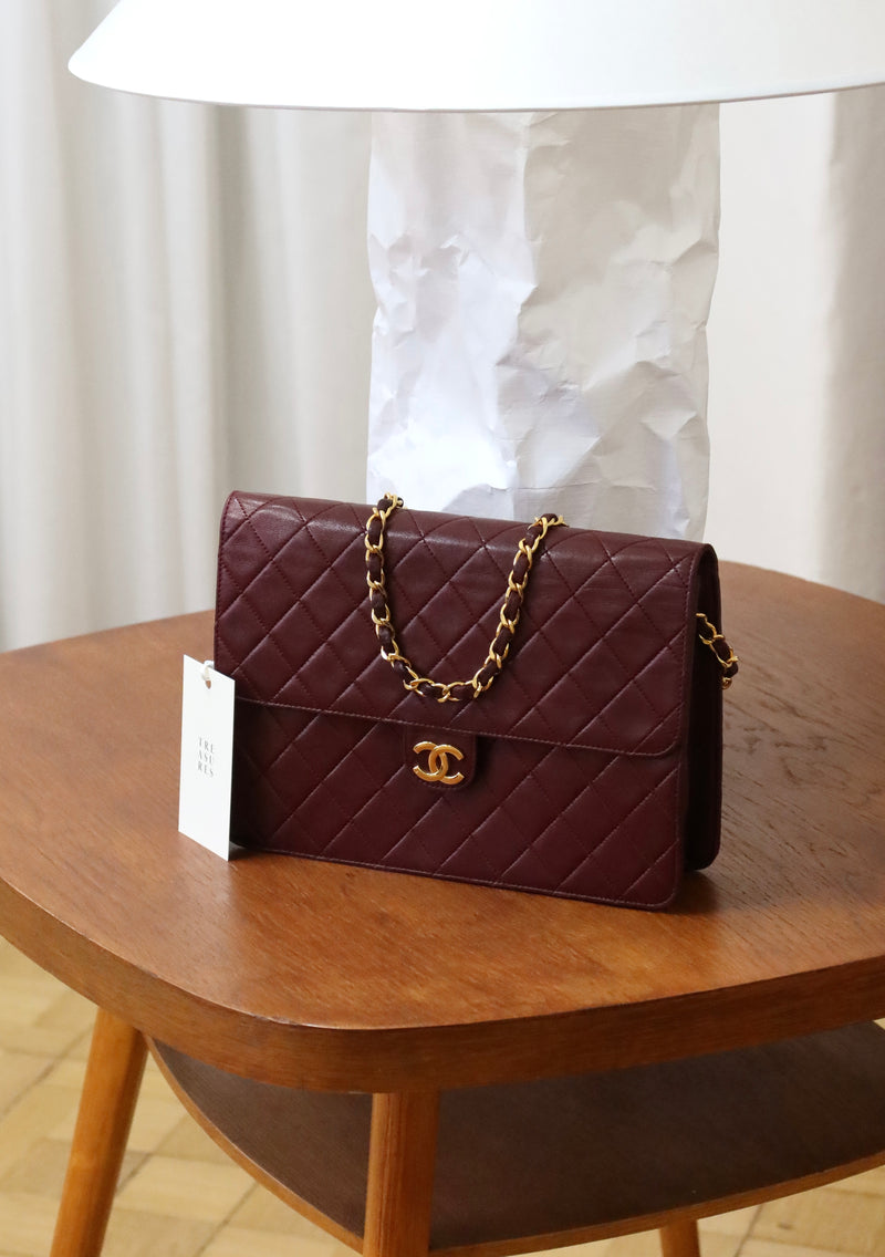 CHANEL SINGLE FLAP LAMBSKIN BURGUNDY
