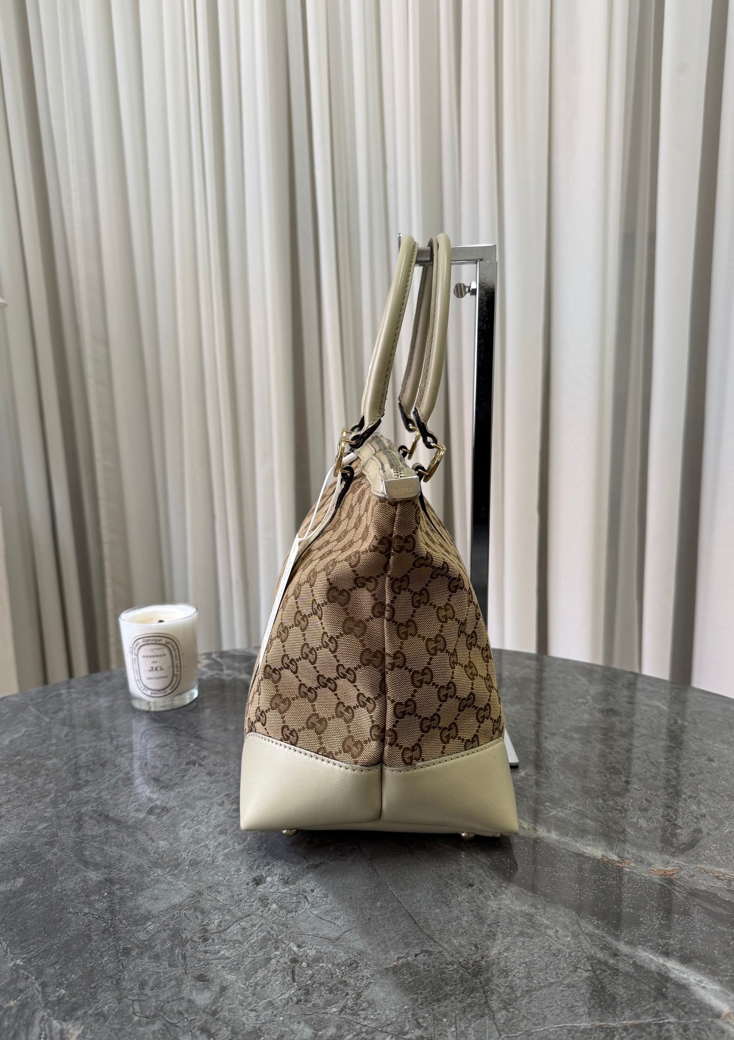 GUCCI HEART GG MONOGRAM SHOPPER TOTE BAG