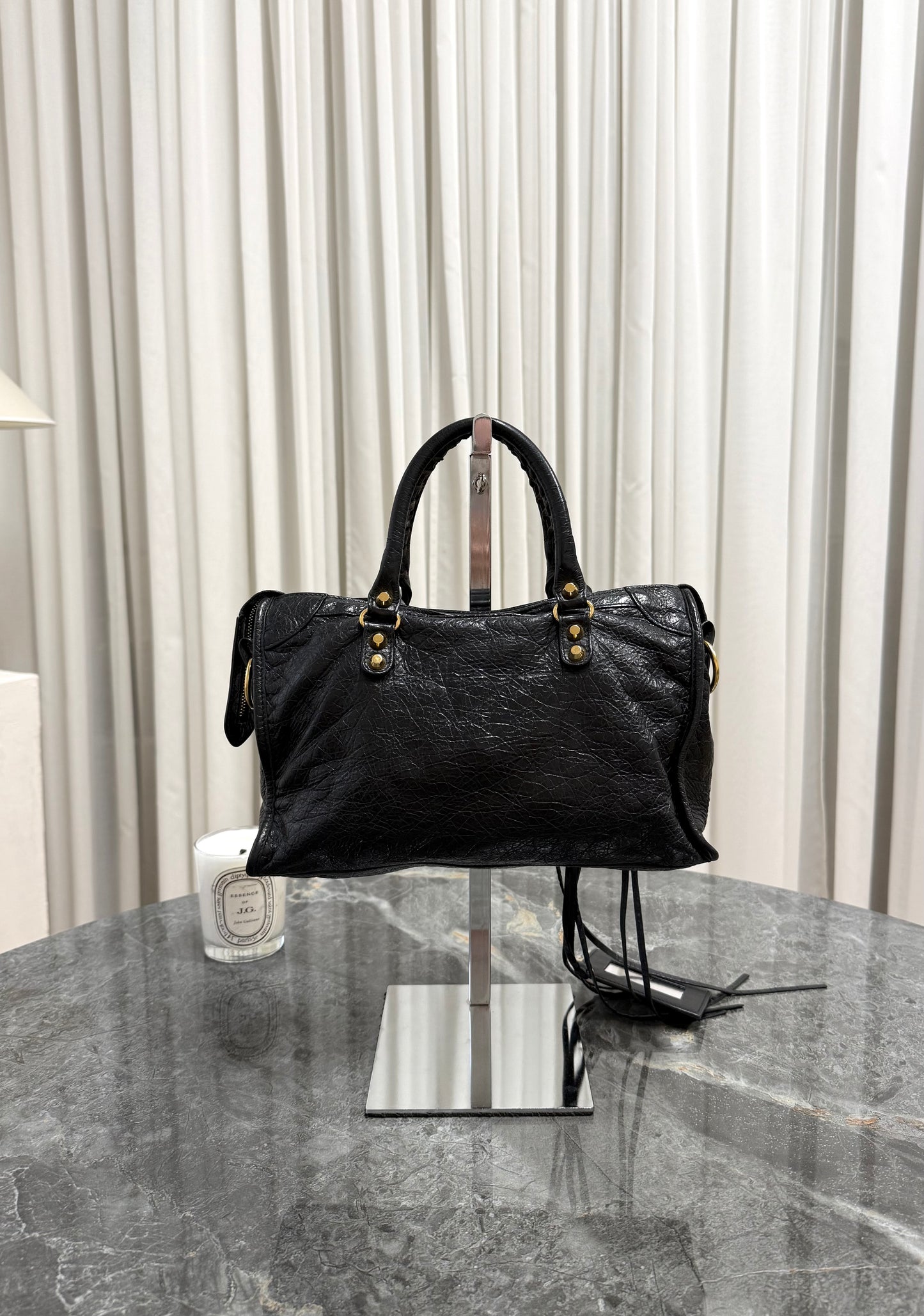 BALENCIAGA SMALL CITY BAG BLACK GOLD HW