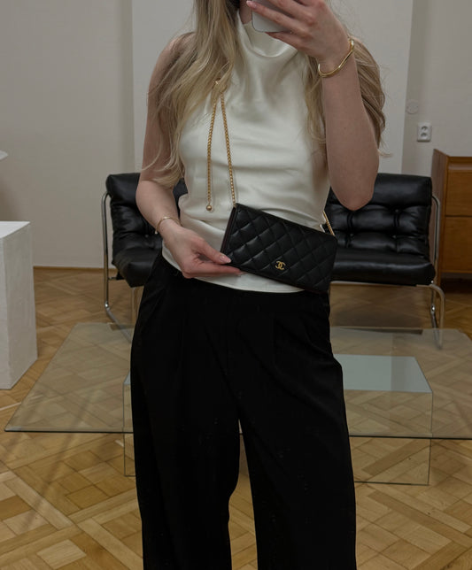 CHANEL CAVIAR LONG WALLET BLACK SERIES 21