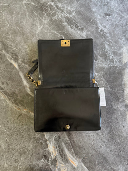 CHANEL LARGE BOY BAG BLACK GOLD HW