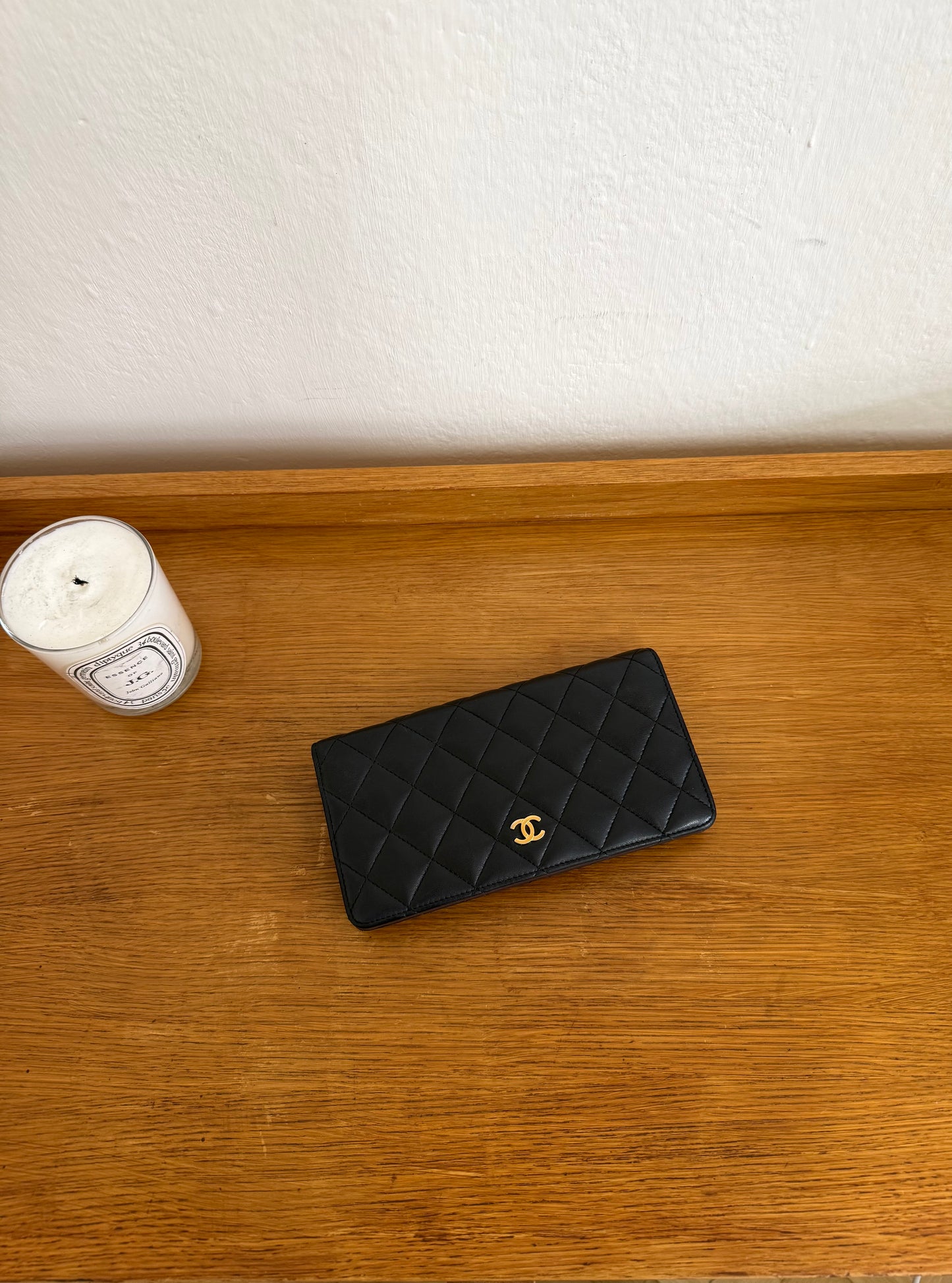 SERIES 21 CHANEL LAMBSKIN LONG WALLET BLACK GOLD