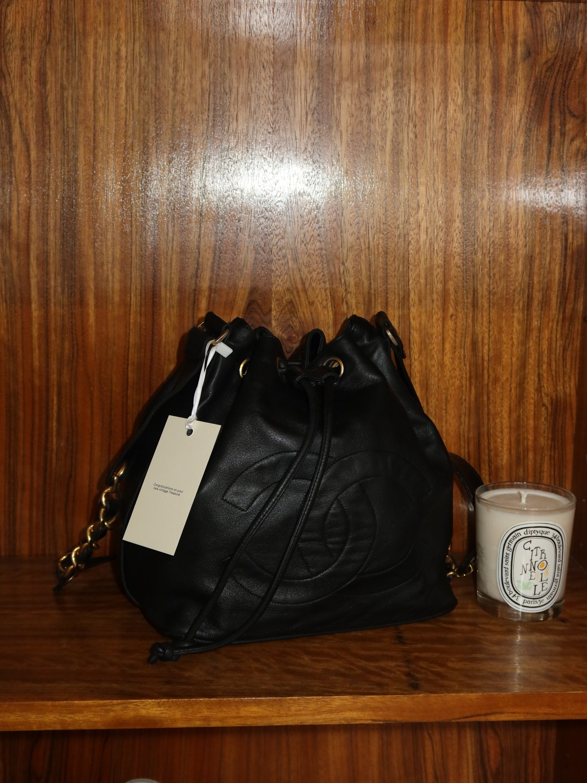 CHANEL BUCKET BAG CC LOGO & POUCH