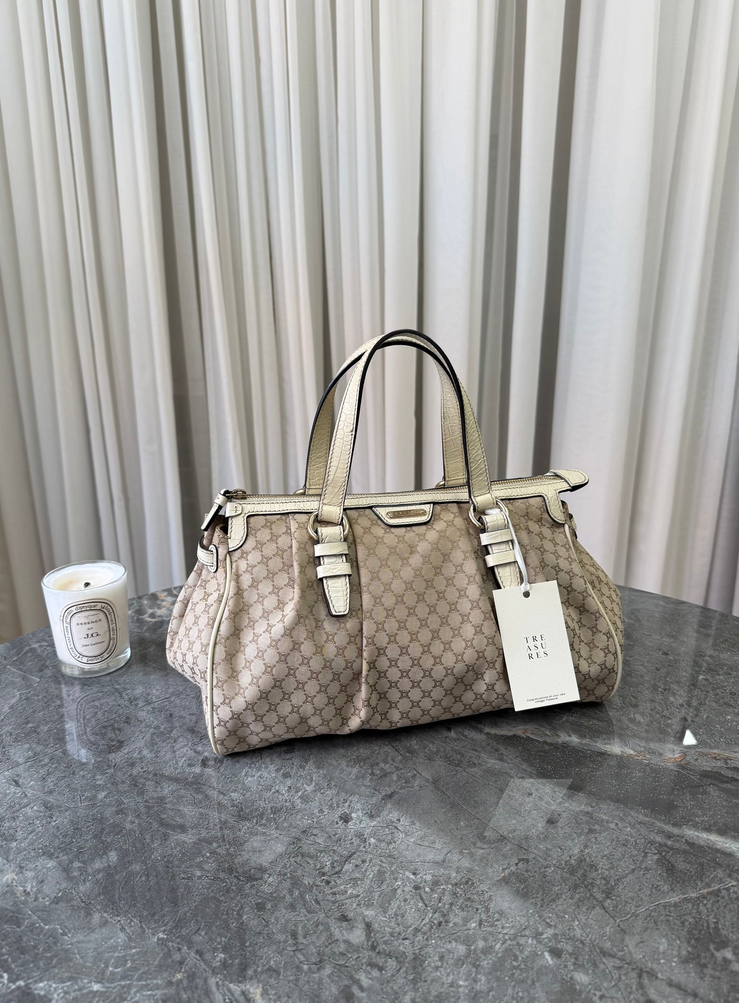 CELINE MACADAM CANVAS HANDBAG