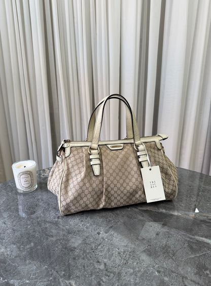 CELINE MACADAM CANVAS HANDBAG