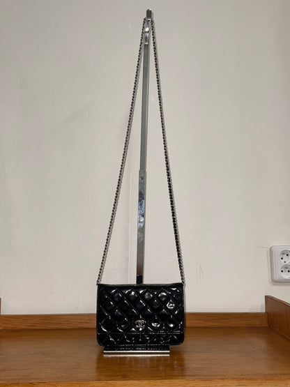CHANEL WOC BLACK PATENT LEATHER SILVER HW SERIES 14