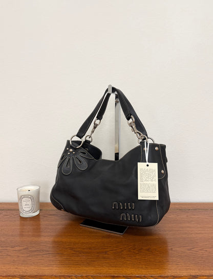 MIU MIU FLOWER SHOULDER BAG ANTRACIT