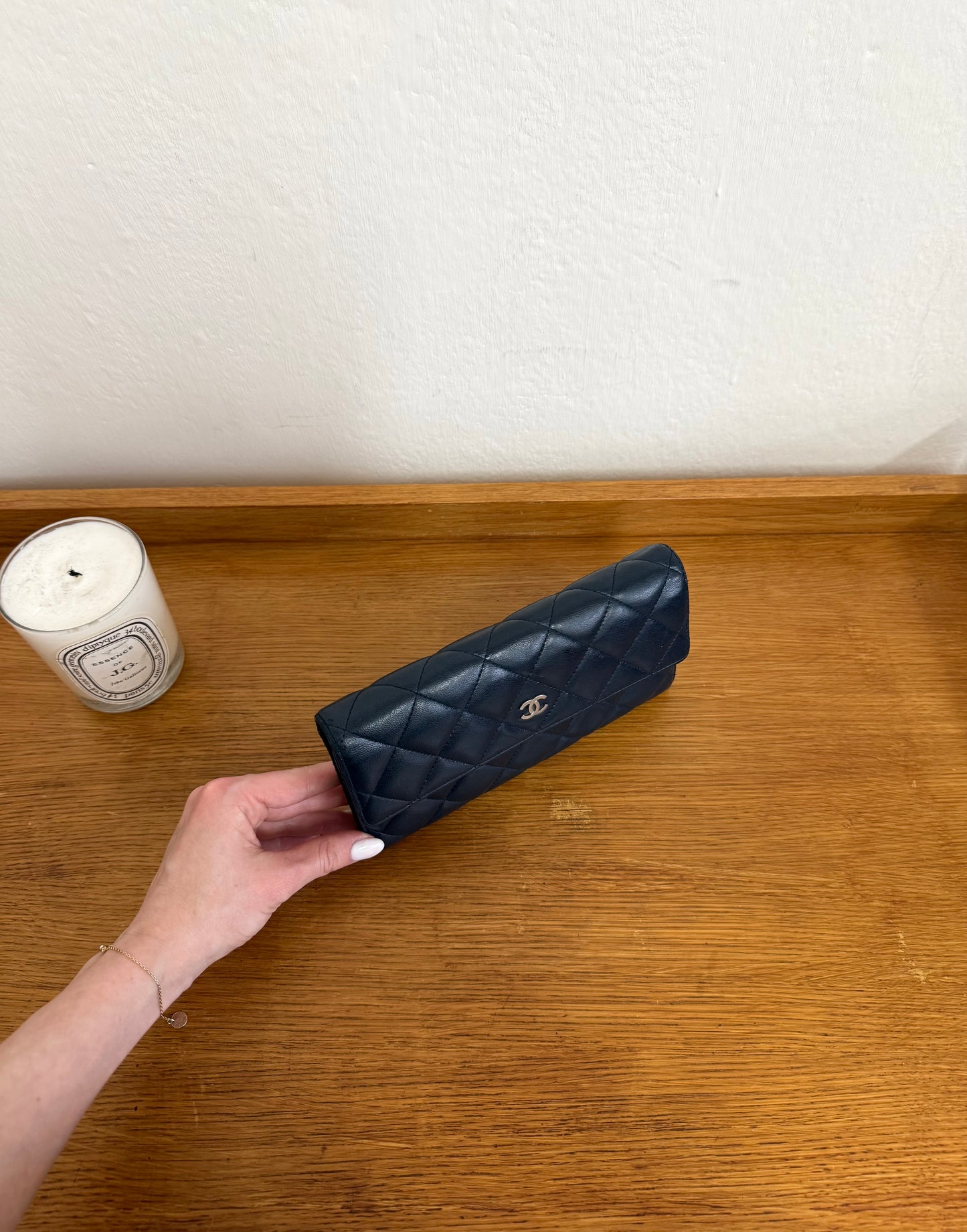 CHANEL CLASSIC LONG WALLET LAMBSKIN SERIES 17 NAVY