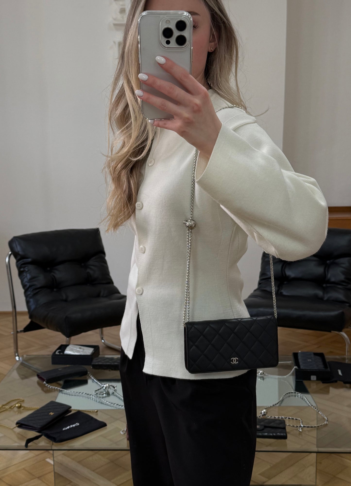 CHANEL CLASSIC LONG WALLET LAMBSKIN BLACK