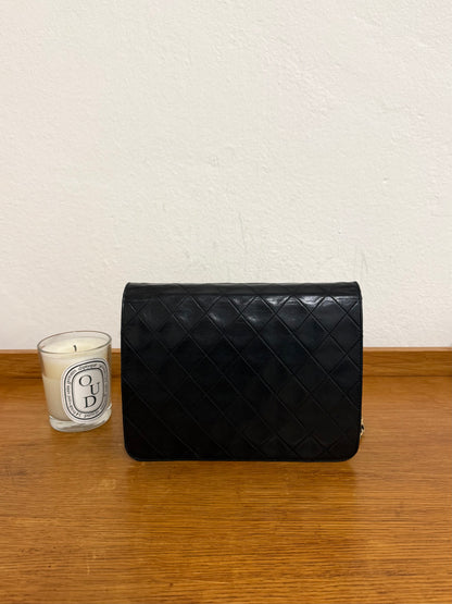 CHANEL CLASSIC SINGLE FLAP BAG LAMBSKIN BLACK 24K GOLD HW
