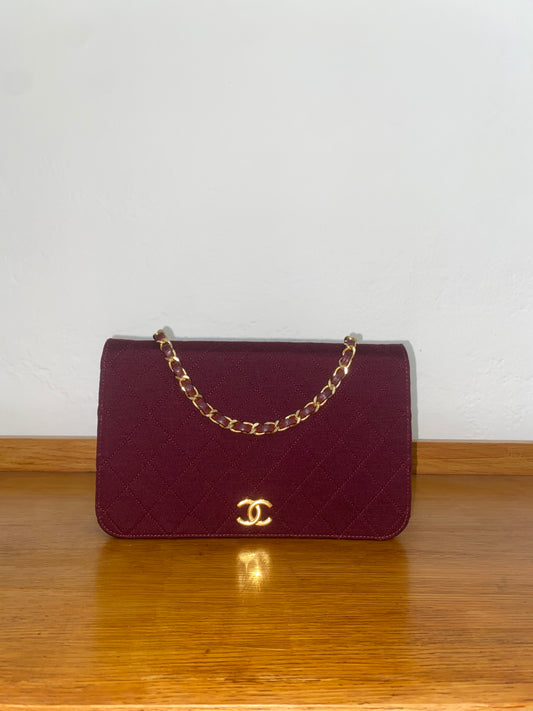 CHANEL BURGUNDY QUILTED WOC 24K GOLD PLATED