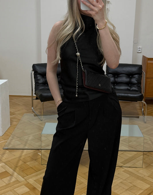 CHANEL CLASSIC LONG WALLET LAMBSKIN BLACK SERIES 14