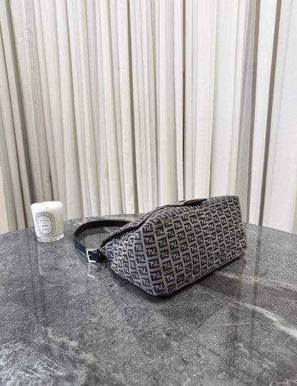FENDI ZUCCA MAMMA BAGUETTE BAG NAVY
