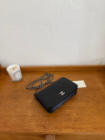 CHANEL WOC BLACK LAMBSKIN SILVER HW