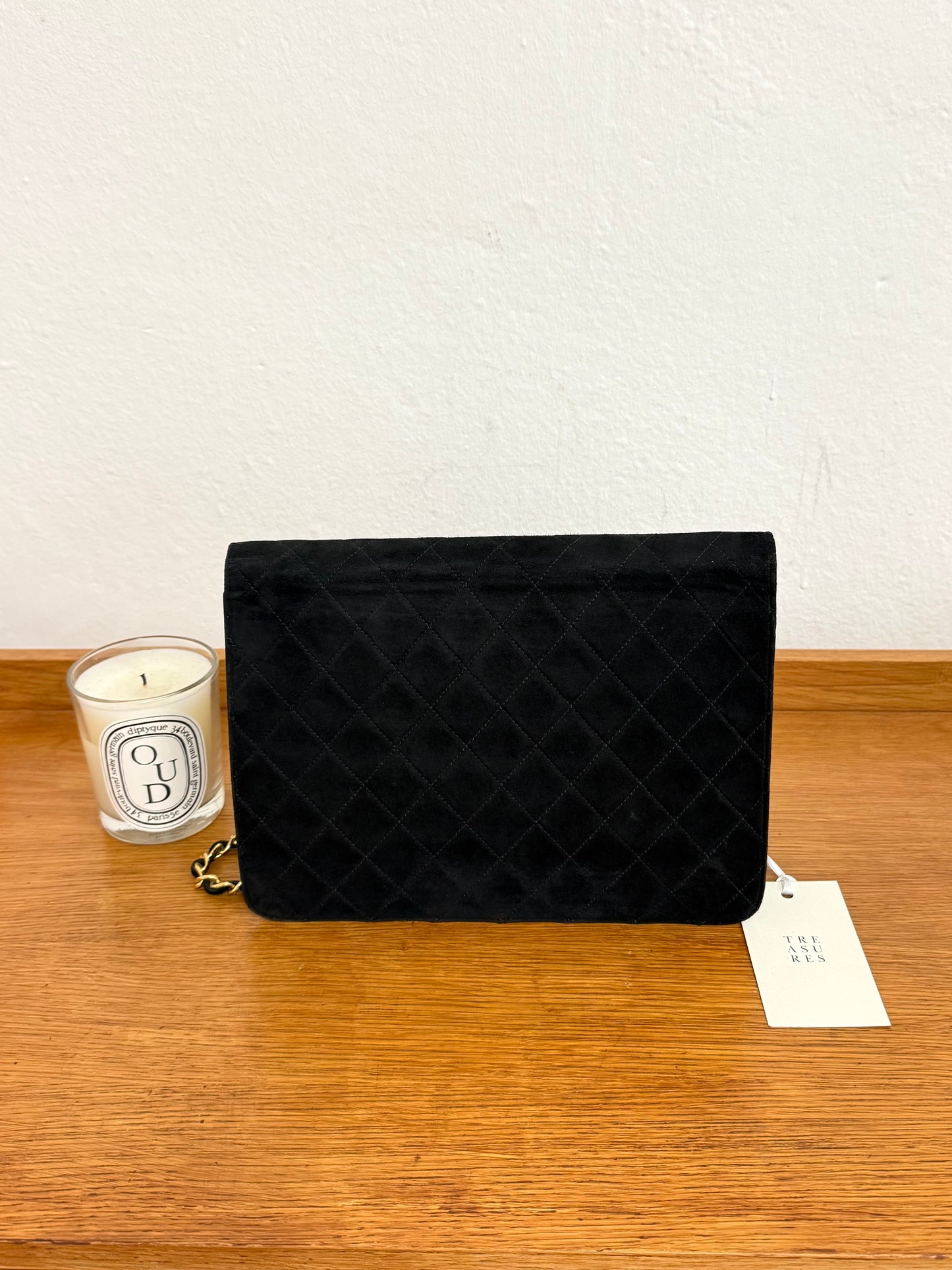 CHANEL SUEDE BLACK FLAP BAG