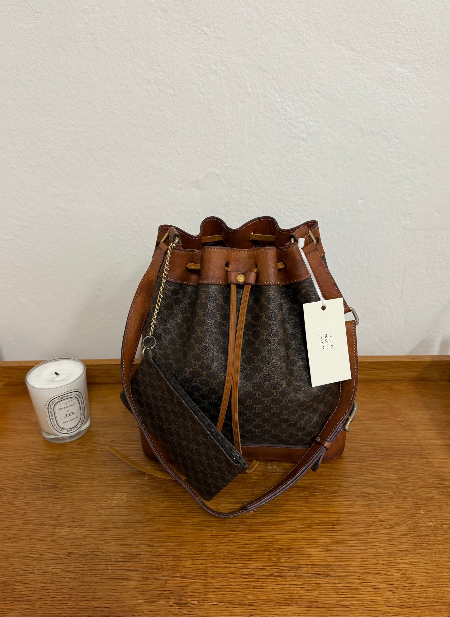 CELINE MACADAM BUCKET BAG & POUCH
