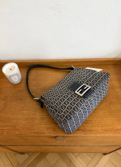 FENDI ZUCCA MAMMA BAGUETTE BAG NAVY