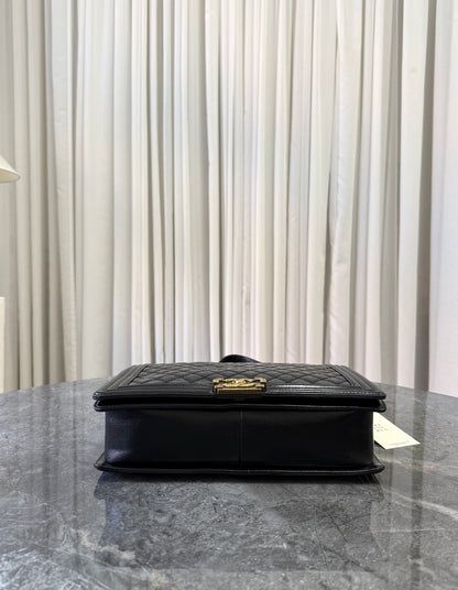 CHANEL LARGE BOY BAG BLACK GOLD HW