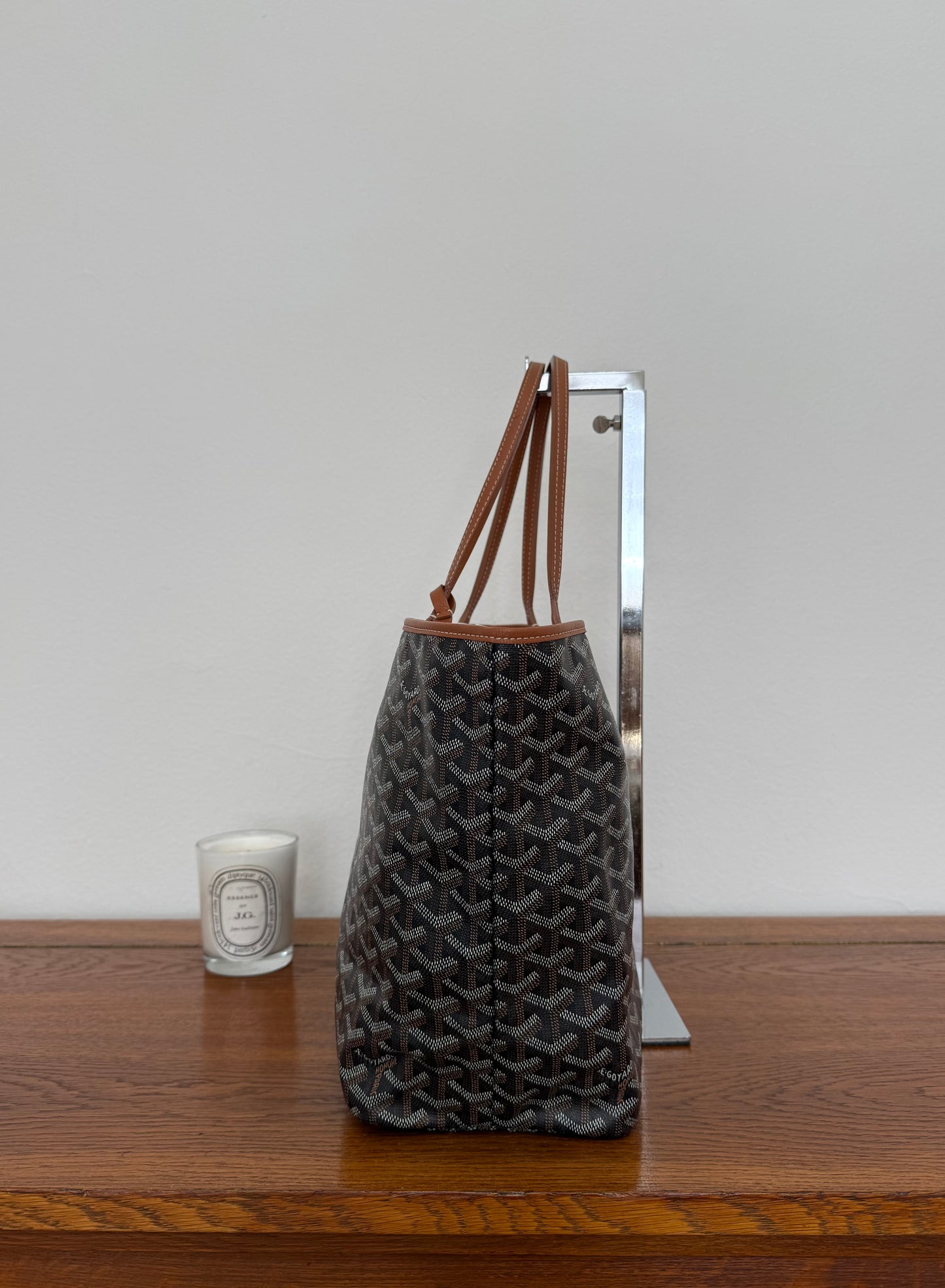 GOYARD SAINT LOUIS PM TOTE BAG & POUCH BLACK BROWN