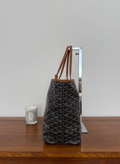 GOYARD SAINT LOUIS PM TOTE BAG & POUCH BLACK BROWN