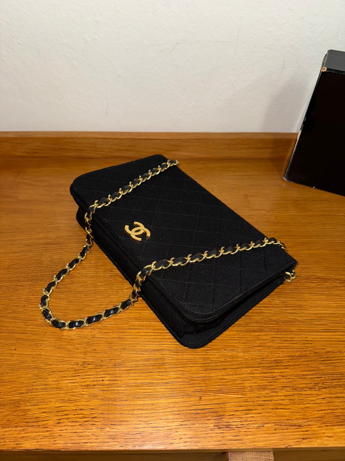 CHANEL JERSEY QUILTED FULL FLAP BAG