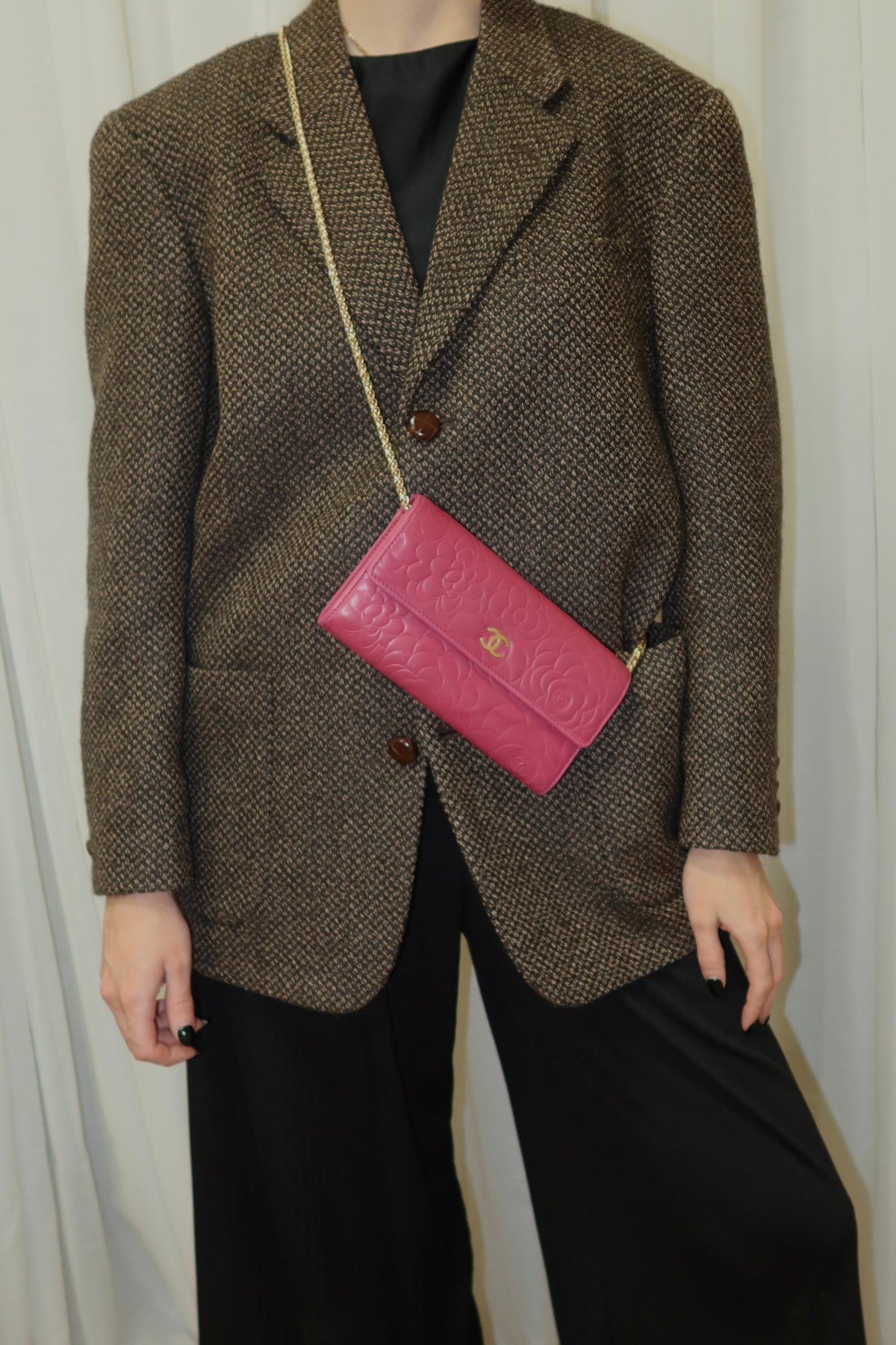 CHANEL WALLET PINK CAMELLIA GOLD
