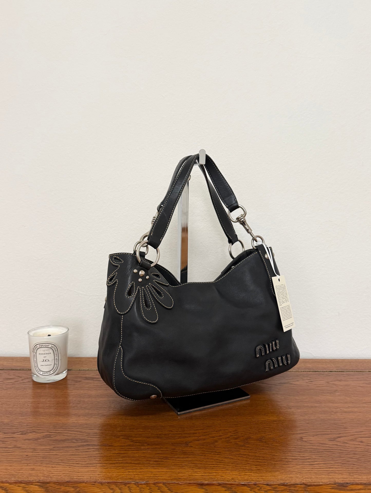 MIU MIU FLOWER SHOULDER BAG ANTRACIT