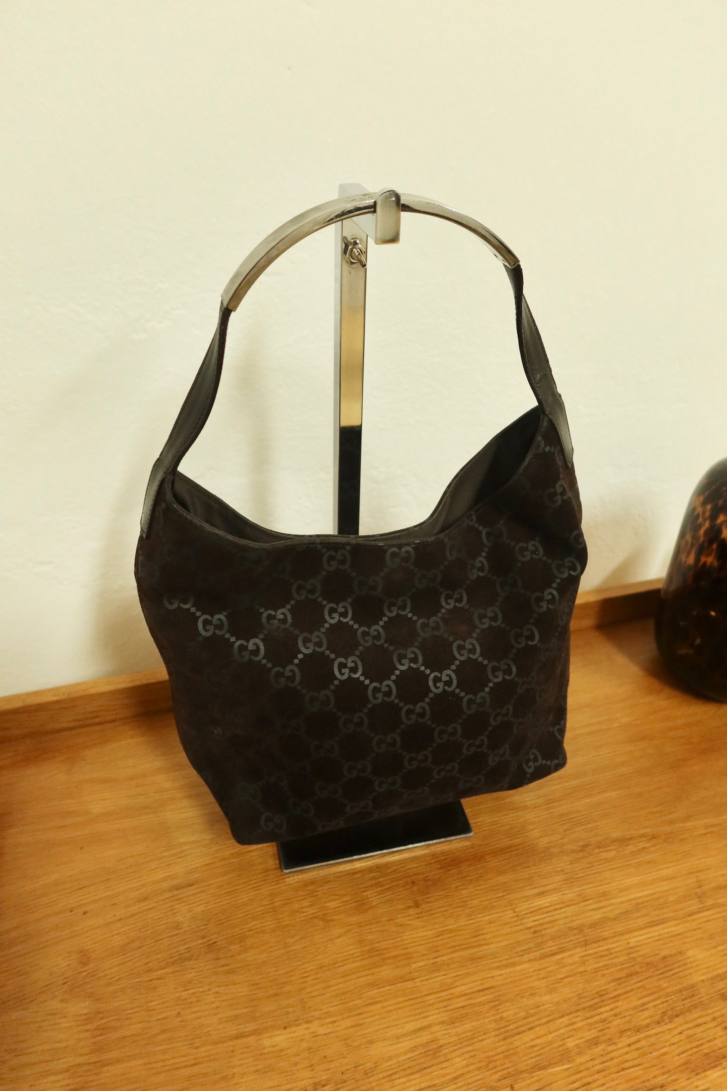 GUCCI GG HOBO BROWN SUEDE SHOULDER BAG