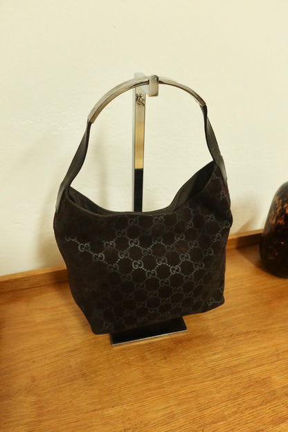 GUCCI GG HOBO BROWN SUEDE SHOULDER BAG