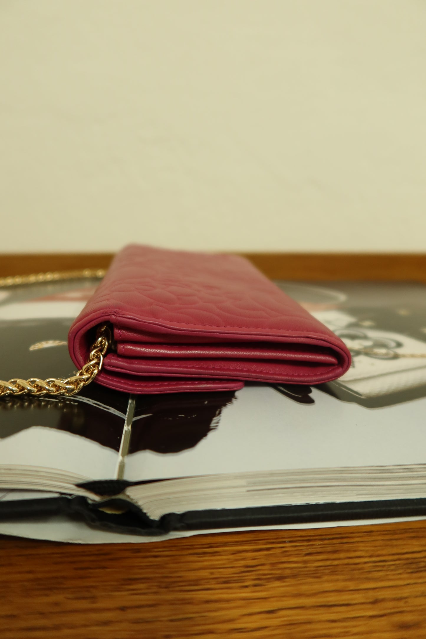 CHANEL WALLET PINK CAMELLIA GOLD
