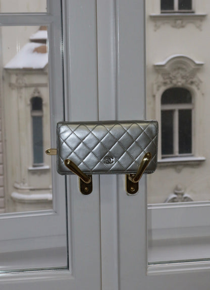 CHANEL WALLET QUILTED SILVER