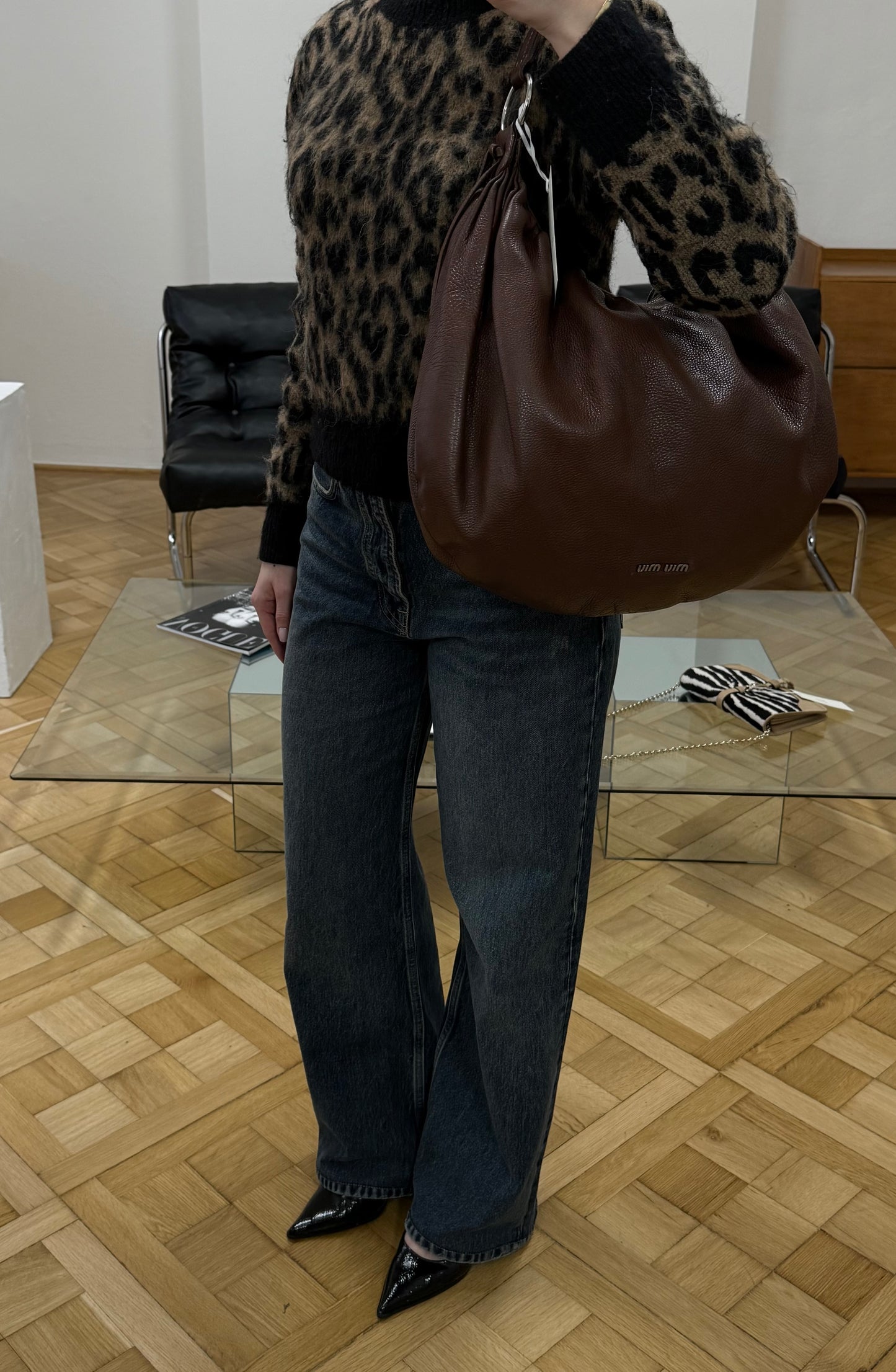 MIU MIU HOBO SHOULDER BAG BROWN