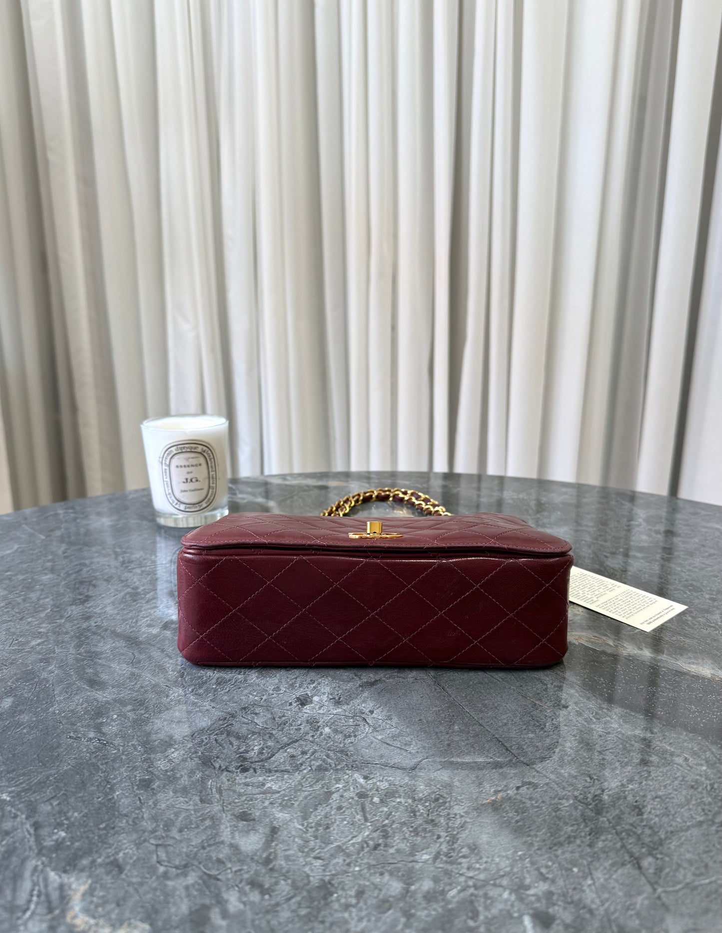CHANEL FULL FLAP TWIST LOCK 24k GOLD BURGUNDY