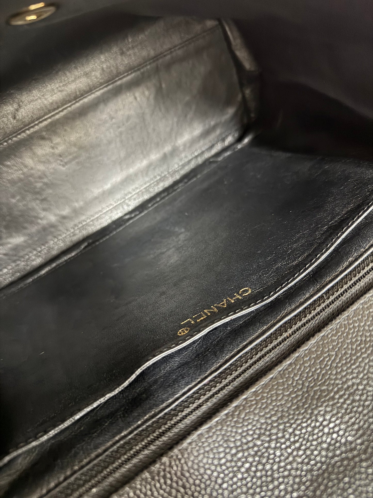 CHANEL MATELASSE CAVIAR KELLY BLACK 24K GOLD HW