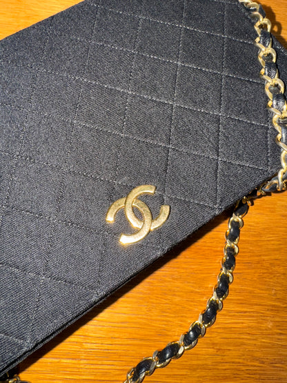 CHANEL JERSEY QUILTED FULL FLAP BAG