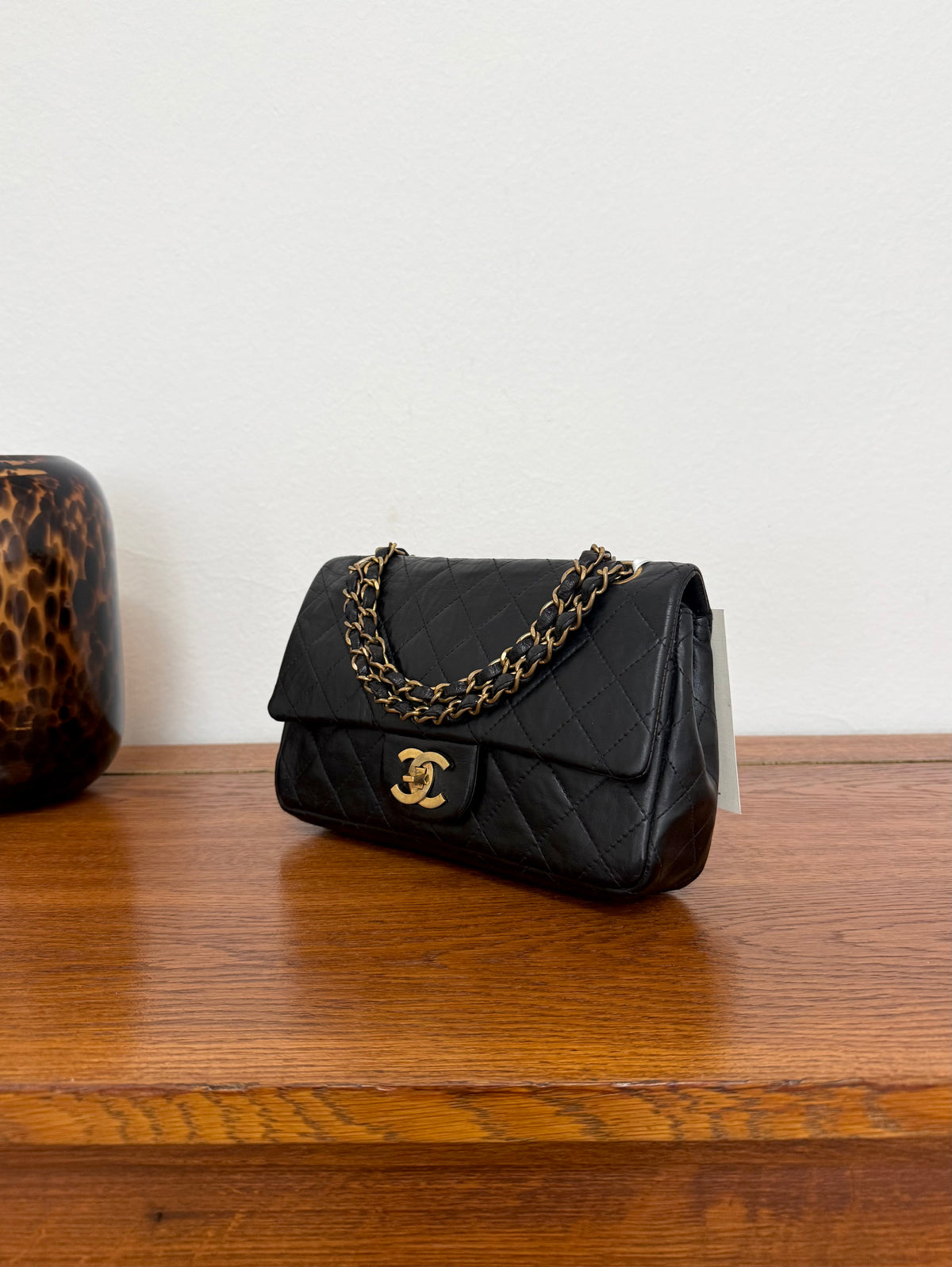 Chanel Plaza Double Flap in black lambskin with gold hardware and double chain, photo 6