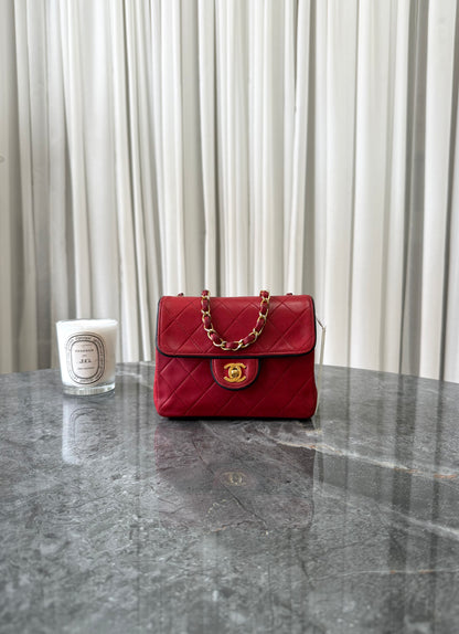 Chanel Red Timeless Classic Single Flap 17 Lambskin 24K Gold HW