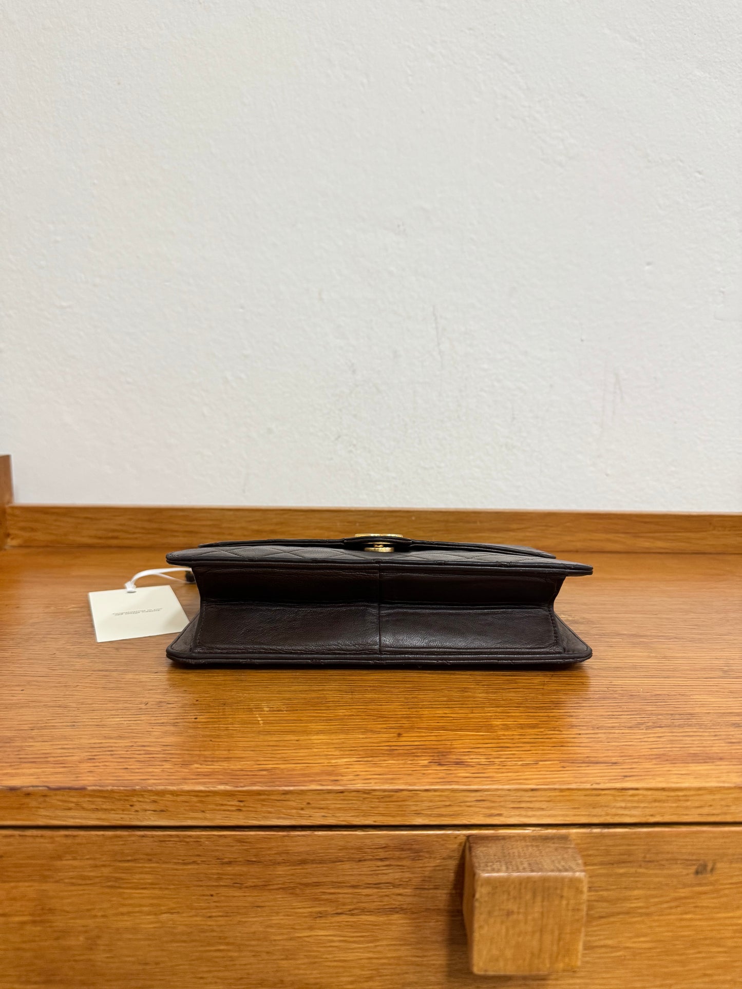 CHANEL CLASSIC SINGLE FLAP BAG BROWN 24k GOLD HW