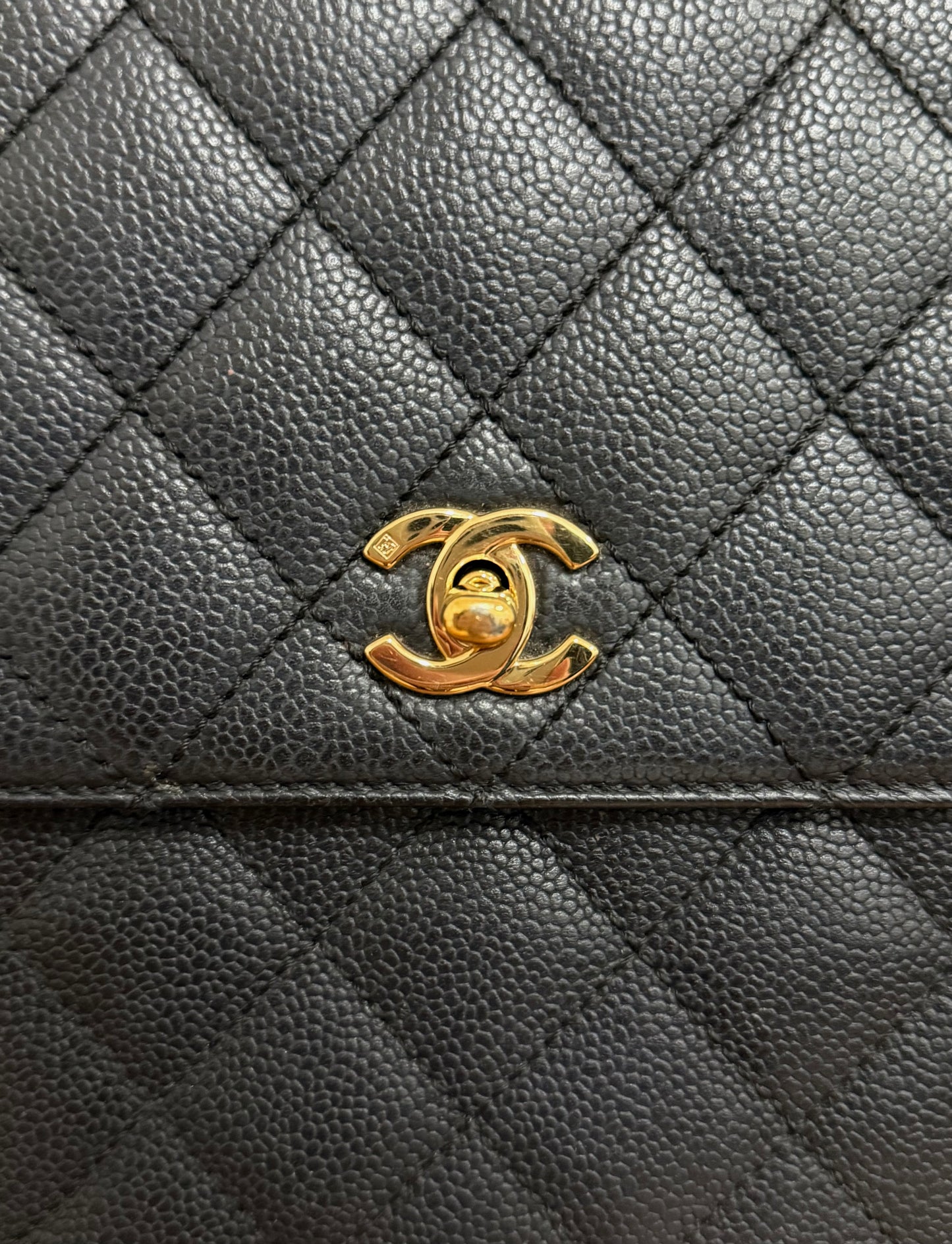 CHANEL MATELASSE CAVIAR KELLY BLACK 24K GOLD HW