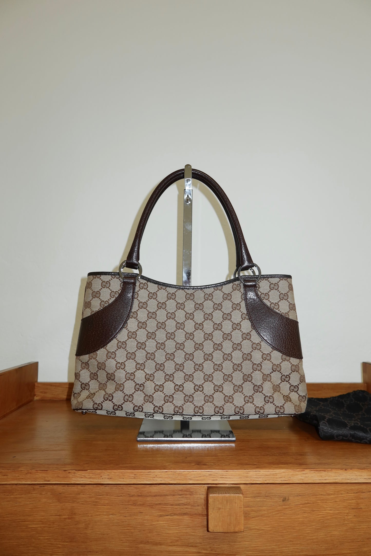 GUCCI GG SHOULDER TOTE BAG DARK BROWN