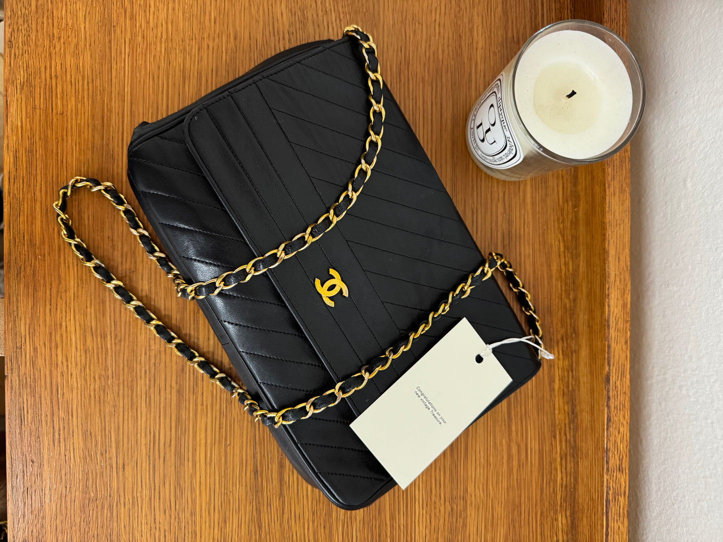 CHANEL DIAGONAL STITCH SINGLE FLAP BAG 2