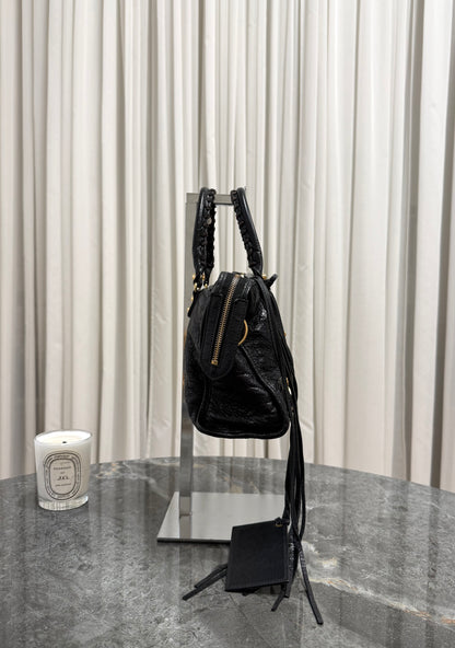 BALENCIAGA SMALL CITY BAG BLACK GOLD HW