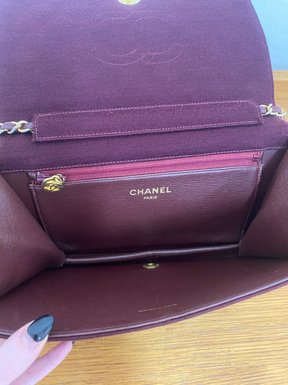 CHANEL BURGUNDY QUILTED WOC 24K GOLD PLATED