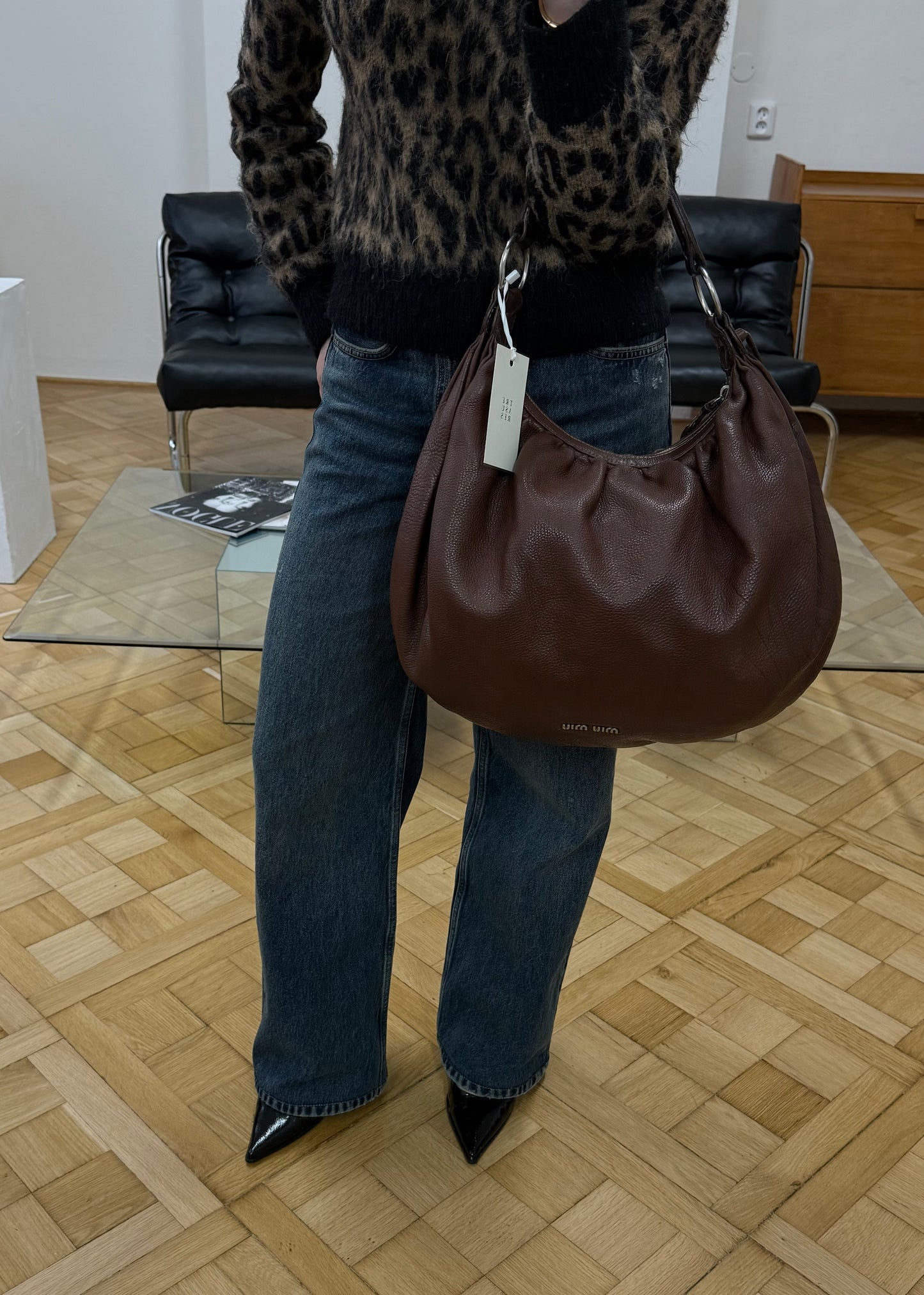 MIU MIU HOBO SHOULDER BAG BROWN