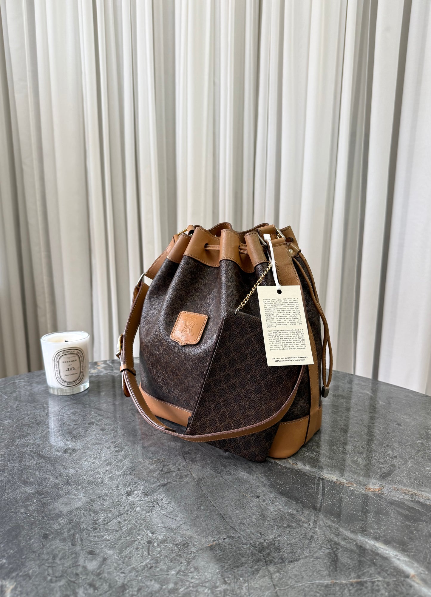 CELINE MACADAM BUCKET BAG & POUCH