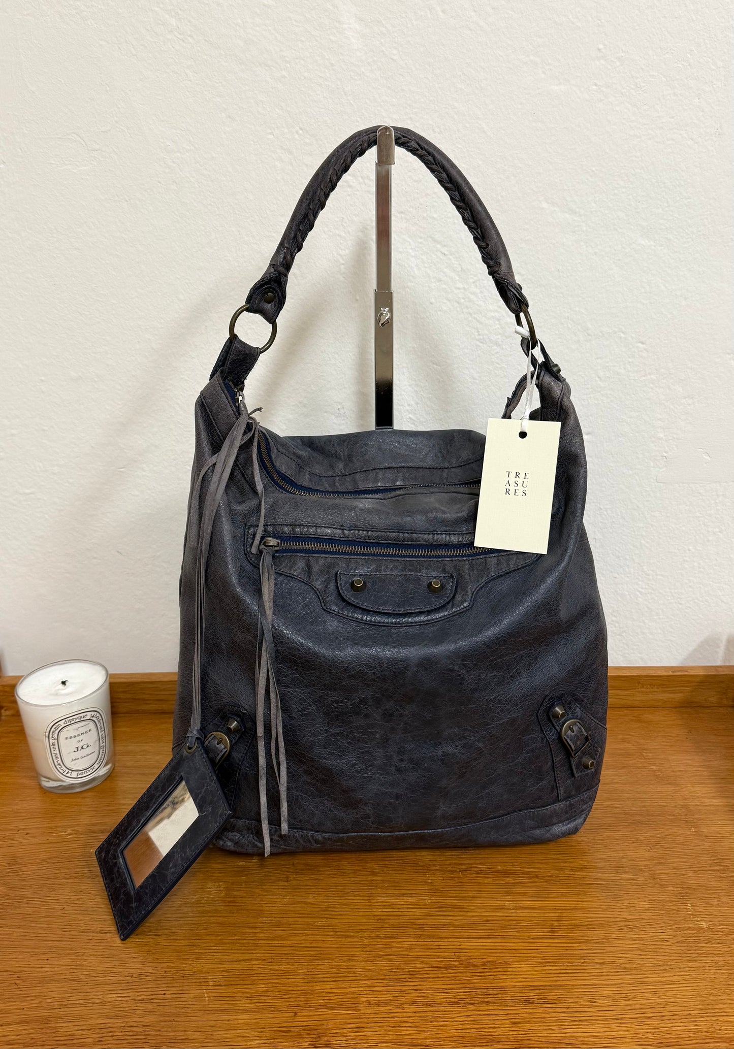 BALENCIAGA DAY “HOBO CITY” BAG GREY-BLUE